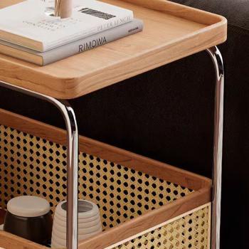 Muxing Ablageregal Mobiles Regal Rollwagen zweistöckiges Regal Aufbewahrungsregal Beistelltisch 71*37*70cm