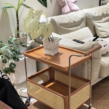 Muxing Ablageregal Mobiles Regal Rollwagen zweistöckiges Regal Aufbewahrungsregal Beistelltisch 71*37*70cm