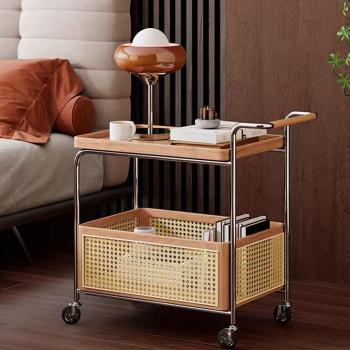 Muxing Ablageregal Mobiles Regal Rollwagen zweistöckiges Regal Aufbewahrungsregal Beistelltisch 71*37*70cm