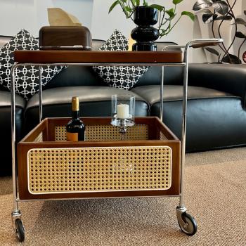 Muxing Ablageregal Mobiles Regal Rollwagen zweistöckiges Regal Aufbewahrungsregal Beistelltisch 71*37*70cm