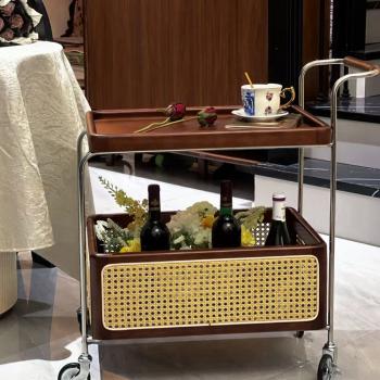 Preview: Muxing Ablageregal Mobiles Regal Rollwagen zweistöckiges Regal Aufbewahrungsregal Beistelltisch 71*37*70cm