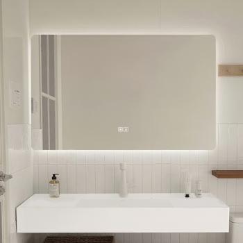 Muxing Waschbecken aus Keramik Modernes Waschbecken Badezimmer Hänge Waschbecken mit LED Spiegel, Ablage 120*55cm 【C025】