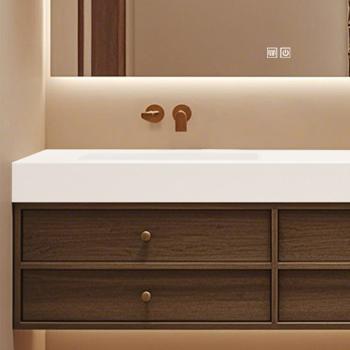 Muxing Waschbecken-Set Waschtisch Moderner Waschbecken-Unterschrank  LED Spiegel mit Schublade 120*55cm 【C152】