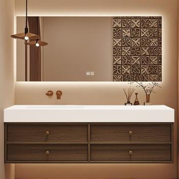 Muxing Waschbecken-Set Waschtisch Moderner Waschbecken-Unterschrank  LED Spiegel mit Schublade 120*55cm 【C152】