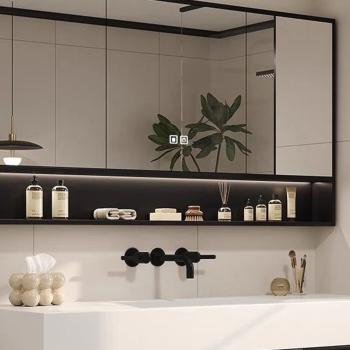Muxing Badezimmermöbel-Set Keramik Waschbecken LED-Spiegelschrank Waschbecken mit Schublade und Ablage 120*55 【CK30】