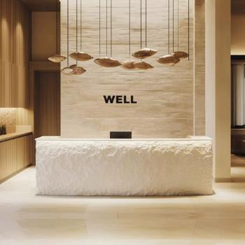 Preview: Muxing Empfangstheke Rezeptionstresen in Steinoptik GFK Designer Kassentheke Servicetheke Hotel Empfangstresen individuell geformt【jdtz1】