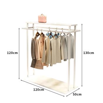 Muxing  Kleiderständer, gewerblicher Kleiderständer, Doppelreihiger Kleiderständer, freistehender Kleiderständer, weißer Kleiderständer  120*50