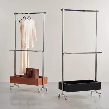 Muxing  Kleiderständer mit Stauraum Garderobenständer auf Rollen Kleiderständer für Wohnzimmer und Schlafzimmer 120×40×176 cm