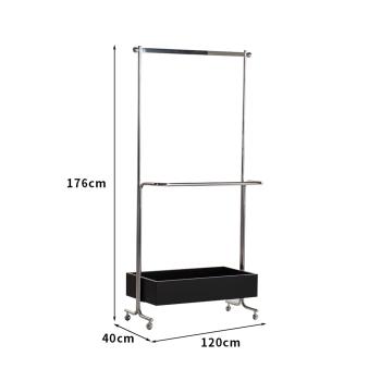 Muxing  Kleiderständer mit Stauraum Garderobenständer auf Rollen Kleiderständer für Wohnzimmer und Schlafzimmer 120×40×176 cm