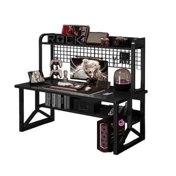 Muxing Tisch, Computertisch, Schreibtisch mit Regal, integrierter Bücherregal-Computertisch, Gaming-Tisch, 120×60×128 cm 【FY-9963】