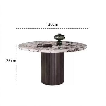 Esstisch, Runder Esstisch, Esstisch für kleine Wohnungen, Esstisch mit vertikalen Beinen, Esstisch für den Hausgebrauch