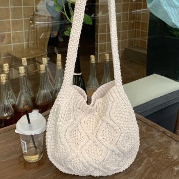 Preview: Muxing Strick-Umhängetasche Damen, Waschbare Handtasche mit Großem Fassungsvermögen, Vielseitige Schultertasche 33*1*30cm /ZZSX331B/