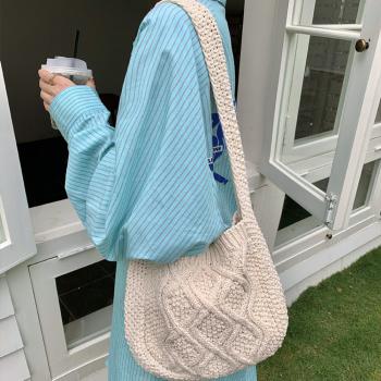 Preview: Muxing Strick-Umhängetasche Damen, Waschbare Handtasche mit Großem Fassungsvermögen, Vielseitige Schultertasche 33*1*30cm /ZZSX331B/