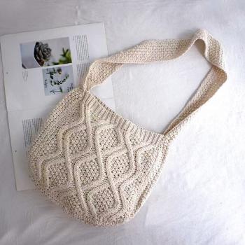 Muxing Strick-Umhängetasche Damen, Waschbare Handtasche mit Großem Fassungsvermögen, Vielseitige Schultertasche 33*1*30cm /ZZSX331B/