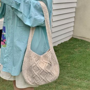 Preview: Muxing Strick-Umhängetasche Damen, Waschbare Handtasche mit Großem Fassungsvermögen, Vielseitige Schultertasche 33*1*30cm /ZZSX331B/