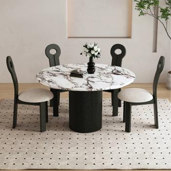 Esstisch, Runder Esstisch, Esstisch für kleine Wohnungen, Esstisch mit vertikalen Beinen, Esstisch für den Hausgebrauch