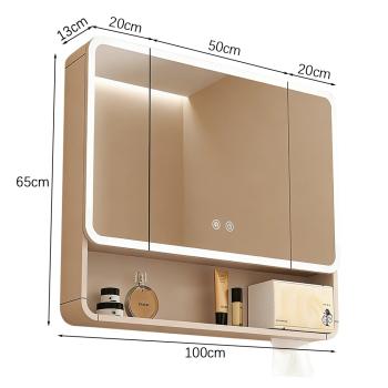 Muxing Badezimmer-Spiegelschrank mit LED-Beleuchtung, Anti-Beschlag, Wandmontage, großer Stauraum, modernes Design【jg】