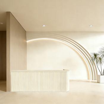 Preview: Geschäft Salon Empfangstisch Theke Tresen Kasse Laden Beige 270*70*115cm 【DZK-B2 270】