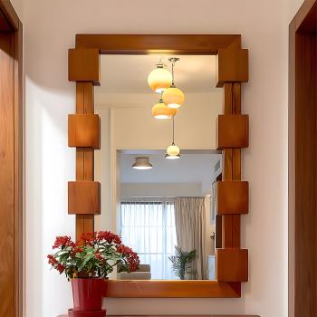 MuXing Vollholz Ganzkörperspiegel, Wandspiegel für Zuhause, Eingangsbereich Spiegel, Ideal als Ankleidespiegel für Flur oder Badezimmer 50x80 cm 【ZGCJ2689】