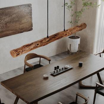 Preview: MuXing Pendelleuchte aus Massivholz – Stilvolle Energiesparende Deckenlampe für Wohnzimmer, Esszimmer, Cafés, Bar, Hängelampe, Design Lampe 100x8cm /SMDD100/