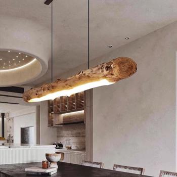 MuXing Pendelleuchte aus Massivholz – Stilvolle Energiesparende Deckenlampe für Wohnzimmer, Esszimmer, Cafés, Bar, Hängelampe, Design Lampe 100x8cm /SMDD100/