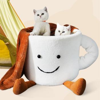 Muxing Warmhaltendes Haustierbett für Katzen und Hunde, Bequeme Katzenhöhle, Pet Nest, Weiches Katzenbett, Haustierbett, Cozy Pet Bed Weiß 35*30cm【MWW78】