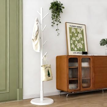 Preview: MuXing Stylischer Garderobenständer, Kleiderständer für Flur und Wohnzimmer, Huthalter & Jackenablage, Möbelstück für Eingangsbereich Weiß 175*38cm【YJ634XV】