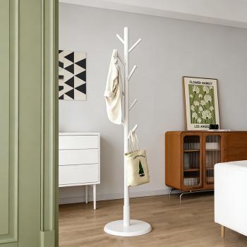 Preview: MuXing Stylischer Garderobenständer, Kleiderständer für Flur und Wohnzimmer, Huthalter & Jackenablage, Möbelstück für Eingangsbereich Weiß 175*38cm【YJ634XV】