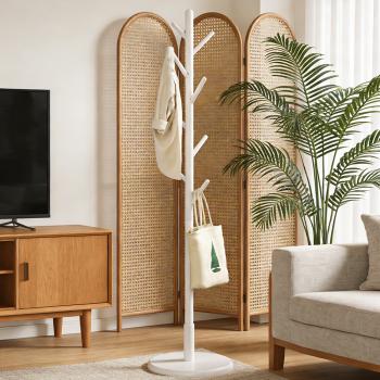 MuXing Stylischer Garderobenständer, Kleiderständer für Flur und Wohnzimmer, Huthalter & Jackenablage, Möbelstück für Eingangsbereich Weiß 175*38cm【YJ634XV】