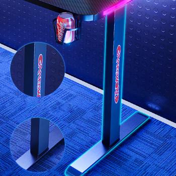 MuXing Eckschreibtisch Gaming Tisch L-Form RGB LED Computertisch PC Tisch Gamer Desk Büro Home Office modern stabil Schwarz