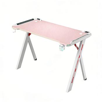 MuXing RGB Gaming Schreibtisch, Computertisch, E-Sport Tisch, PC Schreibtisch für Zuhause, Jugendzimmer und Internetcafé Pink 120*60*74cm【D2113-120F】