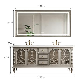 MuXing Badmöbel-Set mit Sinterstein Waschbecken, Badezimmer Set, Waschtisch mit Unterschrank, Waschtischkombination 130cm