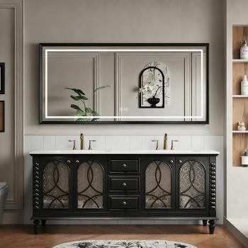 MuXing Badmöbel-Set mit Sinterstein Waschbecken, Badezimmer Set, Waschtisch mit Unterschrank, Waschtischkombination 130cm