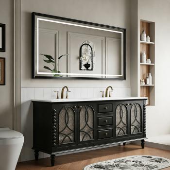 MuXing Badmöbel-Set mit Sinterstein Waschbecken, Badezimmer Set, Waschtisch mit Unterschrank, Waschtischkombination 130cm