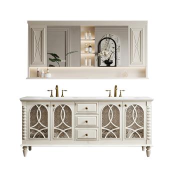 MuXing Badmöbel-Set mit Sinterstein Waschbecken, Badezimmer Set, Waschtisch mit Unterschrank, Waschtischkombination 130cm