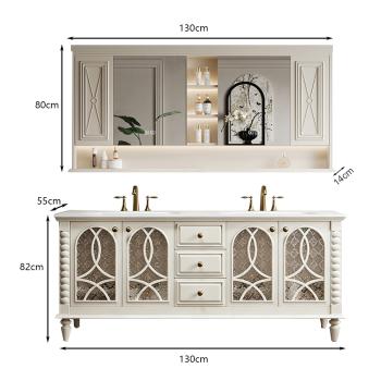 MuXing Badmöbel-Set mit Sinterstein Waschbecken, Badezimmer Set, Waschtisch mit Unterschrank, Waschtischkombination 130cm