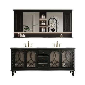 MuXing Badmöbel-Set mit Sinterstein Waschbecken, Badezimmer Set, Waschtisch mit Unterschrank, Waschtischkombination 130cm