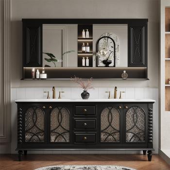 MuXing Badmöbel-Set mit Sinterstein Waschbecken, Badezimmer Set, Waschtisch mit Unterschrank, Waschtischkombination 130cm