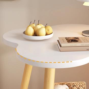 Preview: MuXing Doppelstock-Beistelltische, Couchtisch ideal als Sofatisch, Kompakte, stilvolle Teetische für das Schlafzimmer oder Wohnzimmer Weiß 40*50cm 【DH54DL】