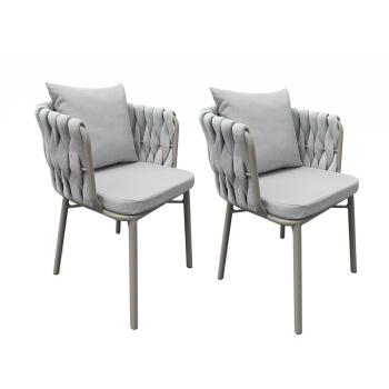 Muxing  2er-Set  Outdoor-Stuhl Campingstuhl Gartenstuhl Freizeitstuhl Armlehnenstuhl Geflechtstuhl für den Außenbereich/Garten 56×63×77cm [BZ-34]