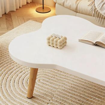 Preview: MuXing Kleiner Moderner Couchtisch, Stilvoller Beistelltisch für Wohnzimmer, Vielseitiger Teetisch, Perfekt als Kaffee-Tisch Weiß 60*40*30cm 【VB563G】