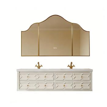 MuXing Sinterstein Waschbecken Set, Badezimmer Waschtisch Set, Spiegelschrank, Modernes Badmöbel Set, mit Armaturenloch 130*55cm