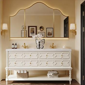 Preview: MuXing Sinterstein Waschbecken Set, Badezimmer Waschtisch Set, Spiegelschrank, Modernes Badmöbel Set, mit Armaturenloch 130*55cm