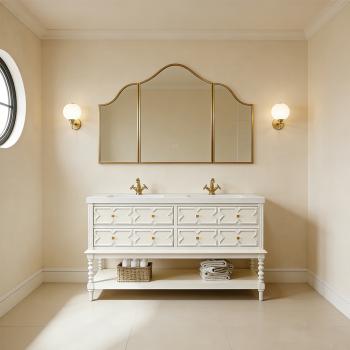 MuXing Sinterstein Waschbecken Set, Badezimmer Waschtisch Set, Spiegelschrank, Modernes Badmöbel Set, mit Armaturenloch 130*55cm