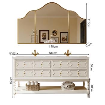 Preview: MuXing Sinterstein Waschbecken Set, Badezimmer Waschtisch Set, Spiegelschrank, Modernes Badmöbel Set, mit Armaturenloch 130*55cm