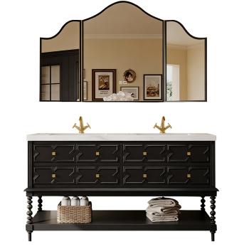 MuXing Sinterstein Waschbecken Set, Badezimmer Waschtisch Set, Spiegelschrank, Modernes Badmöbel Set, mit Armaturenloch 130*55cm