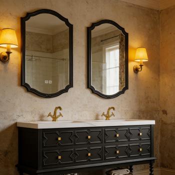 MuXing Sinterstein Waschbecken Set, Badezimmer Waschtisch Set, Modernes Badmöbel Set, mit Armaturenloch 130*55cm