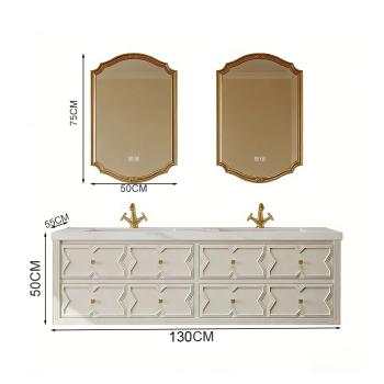 MuXing Sinterstein Waschbecken Set, Badezimmer Waschtisch Set, Modernes Badmöbel Set, mit Armaturenloch 130*55cm