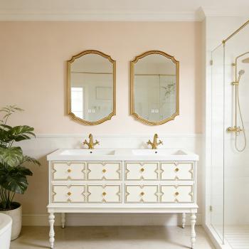 MuXing Sinterstein Waschbecken Set, Badezimmer Waschtisch Set, Modernes Badmöbel Set, mit Armaturenloch 130*55cm