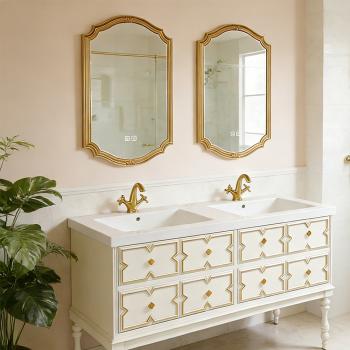 MuXing Sinterstein Waschbecken Set, Badezimmer Waschtisch Set, Modernes Badmöbel Set, mit Armaturenloch 130*55cm